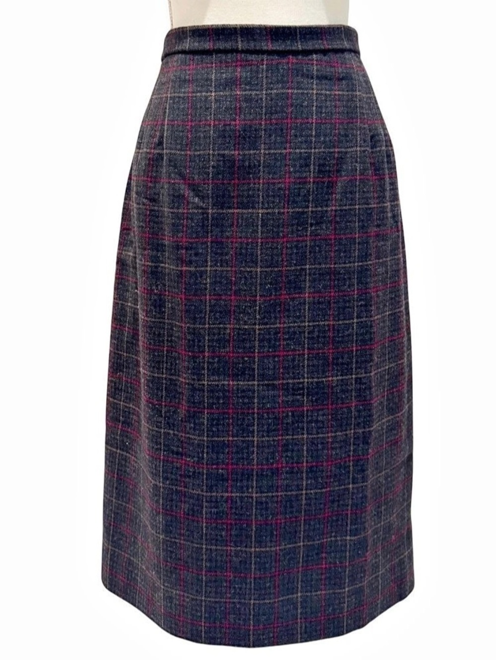Vintage Pendleton Classic Gray Plaid Wool Midi Skirt (14)- Excellent Condition!